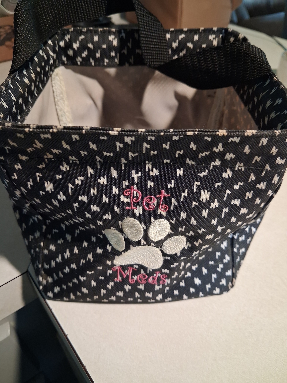 Black & White Paw Print Pet Med Tote